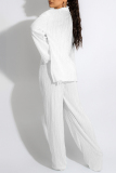 White Fashion Sexy Casual Solid Patchwork Long Sleeve Three-piece Set