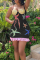 Black Sexy Print Flounce Hot Drill Spaghetti Strap Pencil Skirt Dresses
