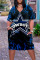 Blue Black Casual Print Patchwork V Neck Straight Dresses