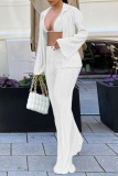 White Fashion Sexy Casual Solid Patchwork Long Sleeve Three-piece Set
