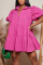 Rose Red Casual Sweet Solid Patchwork Buckle Turndown Collar Princess Dresses
