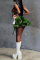 Green Vacation Print Hollowed Out Turndown Collar Sleeveless Three Pieces