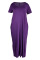 Burgundy Fashion Casual Plus Size Solid Patchwork V Neck Short Sleeve Dress