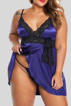 Purple Sexy Solid Bandage Patchwork Asymmetrical Lingerie