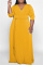 Orange Fashion Casual Solid Basic V Neck Long Dress Plus Size Dresses