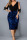 Blue Sexy Solid Sequins Patchwork Beading V Neck Dresses