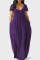 Burgundy Fashion Casual Plus Size Solid Patchwork V Neck Short Sleeve Dress
