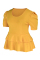 Yellow Fashion Casual Solid Patchwork O Neck Plus Size Tops