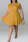 Gold Fashion Casual Plus Size Solid Patchwork V Neck Sleeveless Dress