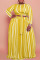 Yellow Casual Striped Print Bandage Patchwork O Neck Long Sleeve Two Pieces