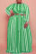 Green Casual Striped Print Bandage Patchwork O Neck Long Sleeve Two Pieces
