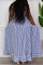 Yellow Casual Sweet Striped Print Patchwork Buckle Spaghetti Strap Sling Dress Dresses