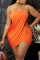 Orange Fashion Sexy Solid Patchwork Backless Strapless Sleeveless Dress
