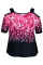 Rose Red Fashion Casual Print Patchwork Off the Shoulder Plus Size Tops