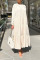 Apricot Casual Solid Patchwork Fold O Neck Straight Dresses