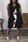Rose Red Black Fashion Casual Print Patchwork V Neck Sleeveless Plus Size Dress