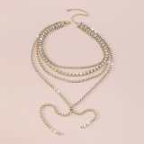 Silver Fashion Patchwork Rhinestone Necklaces