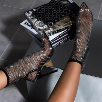 Black Fashion Sexy Casual Hollowed Out Patchwork Rhinestone Pointed Shoes