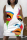 White Orange Fashion Casual Print Patchwork V Neck Sleeveless Plus Size Dress
