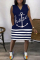 Black Fashion Casual Print Patchwork V Neck Sleeveless Plus Size Dress