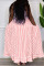 Green Casual Sweet Striped Print Patchwork Buckle Spaghetti Strap Sling Dress Dresses