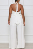 White Sexy Solid Bandage Patchwork Backless Straight Jumpsuits