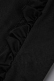 Black Euramerican Flounce Design Blending Two-piece Pants Set