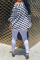 Black Casual Plaid Print Patchwork Asymmetrical Oblique Collar Tops