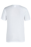 White Fashion Casual Cartoon Print Basic O Neck T-Shirts