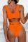 Orange Sexy Solid Bandage Patchwork Swimwears