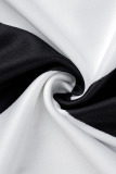 White Fashion Casual Print Patchwork O Neck Sleeveless Dress