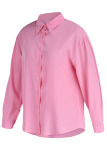 Pink Casual Solid Patchwork Buckle Turndown Collar Tops