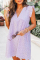 Purple Casual Solid Flounce V Neck Straight Dresses