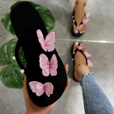 Green Fashion Casual Living Patchwork Butterfly Round Comfortable Shoes