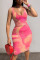 Pink Fashion Sexy Print Basic U Neck Vest Dress