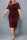 Burgundy Fashion Patchwork Plus Size Sequins See-through O Neck Short Sleeve Dress