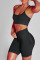 Black Casual Sportswear Solid Patchwork Spaghetti Strap Sleeveless Two Pieces