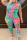 Green Fashion Casual Patchwork Print Tie Dye Hole Burn-out Two Piece Suits Plus Size Two Pieces