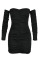 Black Sexy Solid Patchwork Fold Asymmetrical Off the Shoulder Pencil Skirt Dresses