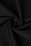 Black Fashion Solid Tassel O Neck Pencil Skirt Dresses