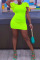 Fluorescent Green Casual Solid Patchwork O Neck Pencil Skirt Dresses