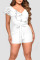 White Casual Solid Bandage Patchwork Flounce Oblique Collar Regular Jumpsuits