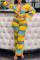 Yellow Fashion Casual Print Patchwork Turndown Collar Long Sleeve Two Pieces