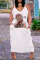 White Khaki Sexy Casual Plus Size Print Backless V Neck Sling Dress