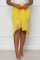 Yellow Elegant Solid Tassel Patchwork High Waist Straight Solid Color Bottoms