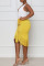 Yellow Elegant Solid Tassel Patchwork High Waist Straight Solid Color Bottoms