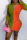Orange Green Sexy Solid Patchwork Fold Zipper Pencil Skirt Dresses