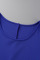 Royal Blue Casual Solid Patchwork Flounce O Neck A Line Plus Size Dresses
