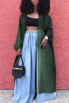 Green Casual Solid Patchwork Outerwear