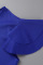 Royal Blue Casual Solid Patchwork Flounce O Neck A Line Plus Size Dresses